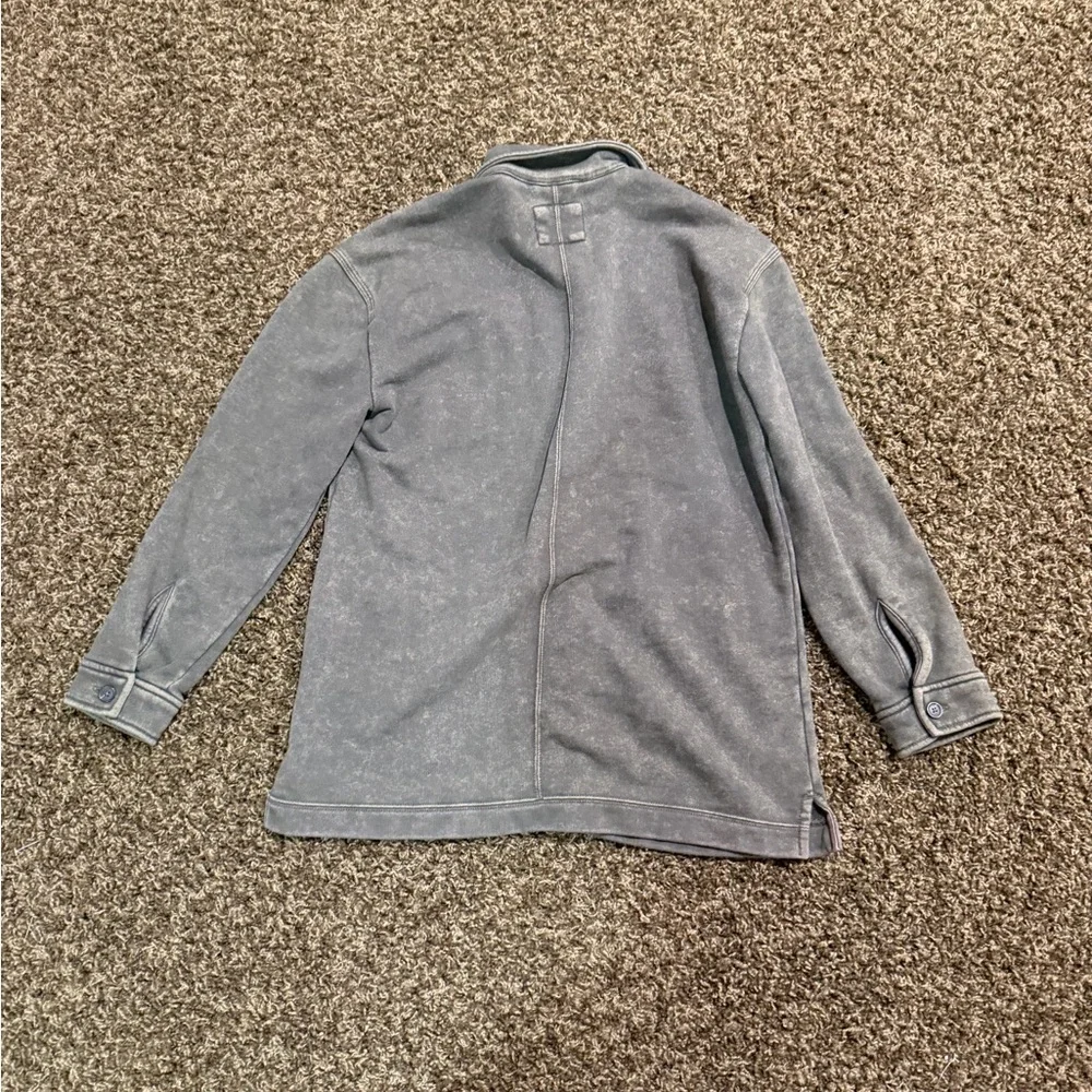 Men's dark green neutral Button-Front sweater with trench coat style - Picture 5 of 5